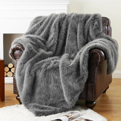 Fluffy Soft Blankets Luxury Fur blanket for Bed Sofa Mink Faux Fur Throw and Blankets Large Warm Blanket for Home Decor