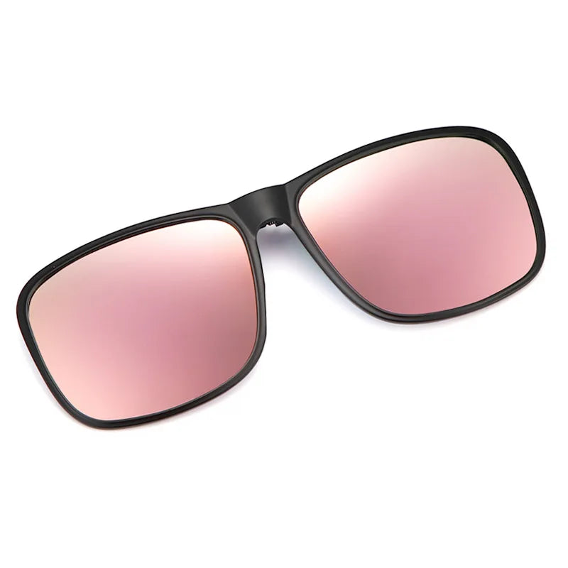 Clip Polarized Sunglasses Square Men Clip On Glasses Flip-up Frames Sunglasses Covers Blue Night Vision Color Lens 2025