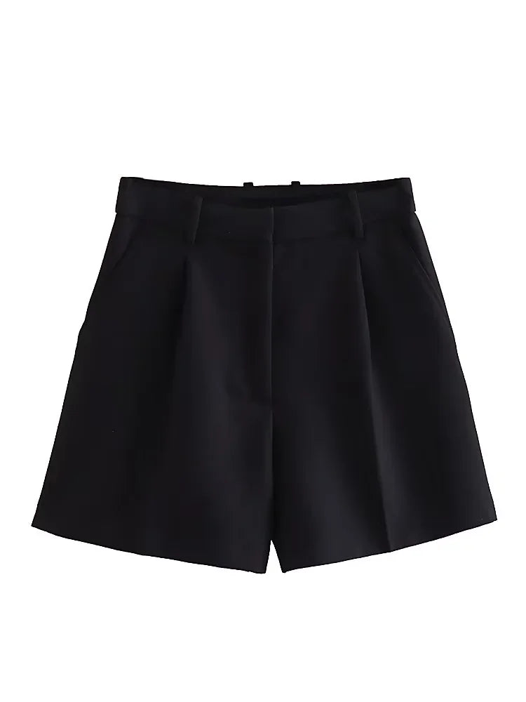 Female Shorts Black Pink Shorts Woman Summer 2024 Pleated Baggy White Shorts For Women Casual High Waist Short Pants