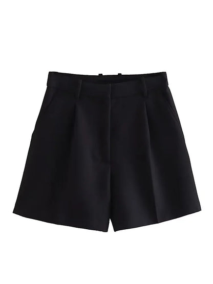 Female Shorts Black Pink Shorts Woman Summer 2024 Pleated Baggy White Shorts For Women Casual High Waist Short Pants