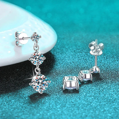 D VVS1 3.2CTTW Certified Moissanite Drop Earrings for Women Lab Diamond Wedding Jewelry 925 Sterling Silver Plated PT950