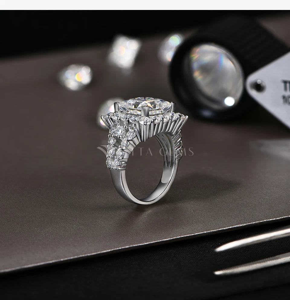 S925 Silver Moissanite Engagement Ring for Women 6CT Princess Excellent Cut Luxury Wedding Jewelry With GTC Certificate