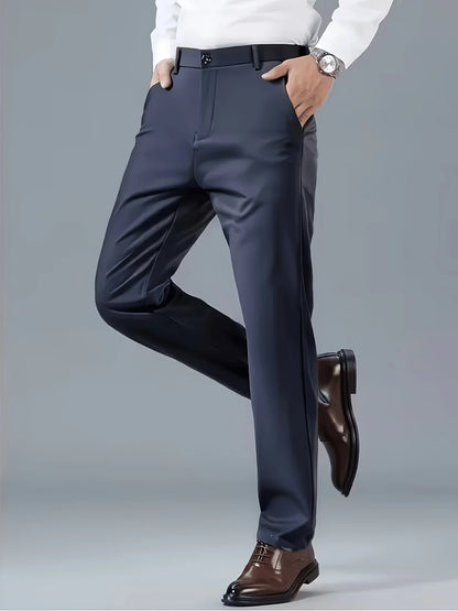 4-Pack Men's Slim Fit Stretch Dress Pants, Wrinkle-Resistant Formal Business Trousers, Comfortable Office Work Wear Bottoms