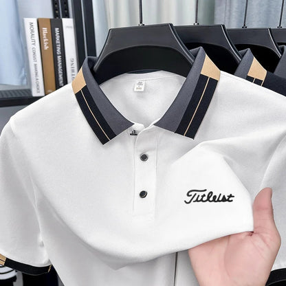 Brand Design Men's Lapel Short Sleeve Polo Shirt Summer New Arrival Letter Print T-Shirt Casual Business Fashion Men's Clothing