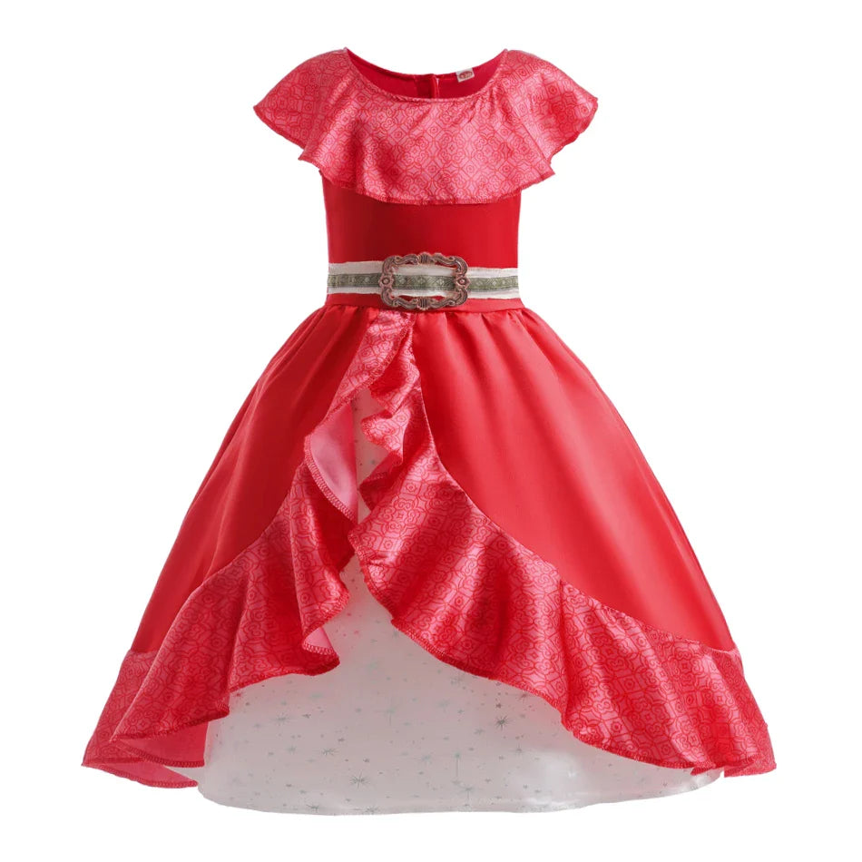 Elena Dress Girl Princess Cosplay Costume Kid Halloween Party Dressup Carnival Frocks Birthday Party Carnival  2-10Y