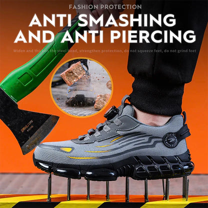 Rotating Button Safety Shoes Men Anti-smash Anti-puncture Work Shoes Fashion Men Sport Shoes Security Protective Boots 36-50