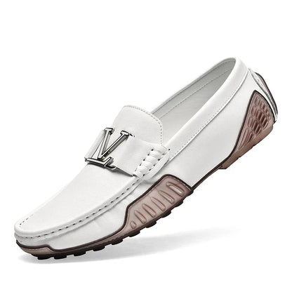 High Quality Men's Casual Leather Shoes Cowhide Loafers Soft Luxury Pea Shoes Color Genuine Leather Men's Flats Driving Shoes