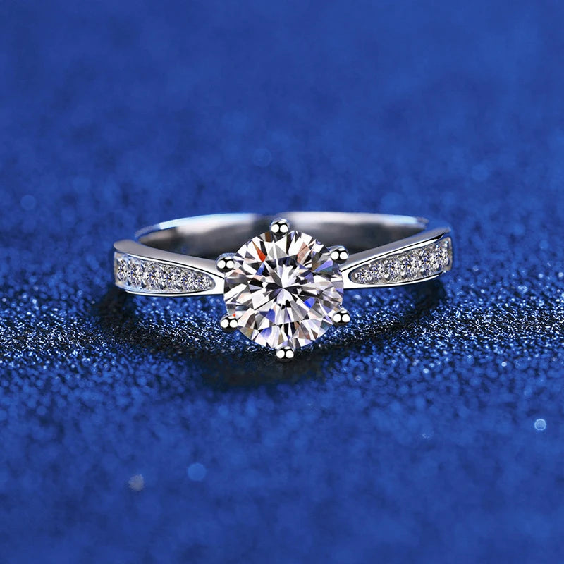 Real 3 Carat Moissanite Wedding Ring for Women 925 Sterling Silver Round Brilliant Lab Diamond Engagement Rings Gift