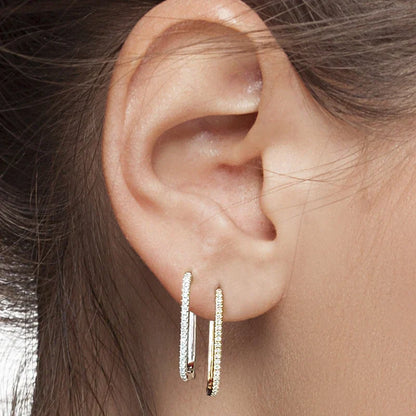 925 Sterling Silver Square Piercing Huggie Hoop Earrings for Women Simple Cubic Zirconia Earings Fine Jewelry Pendientes