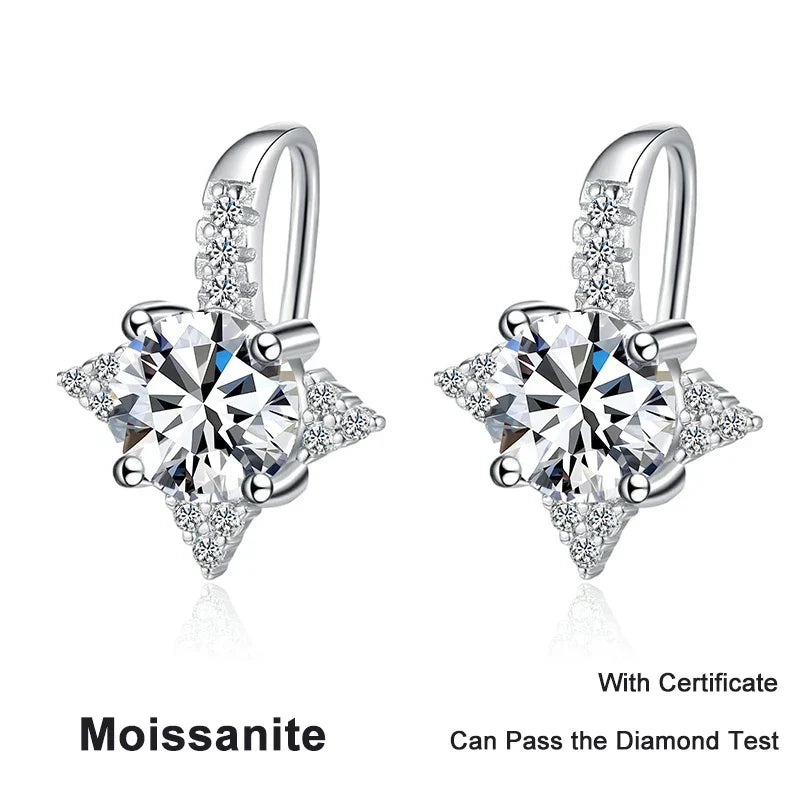 NeeTim 1ct 6.5mm Moissanite Earrings for Women S925 Sterling Silver with Gold Plated Diamond Earring Wedding Party Fine Jewelry