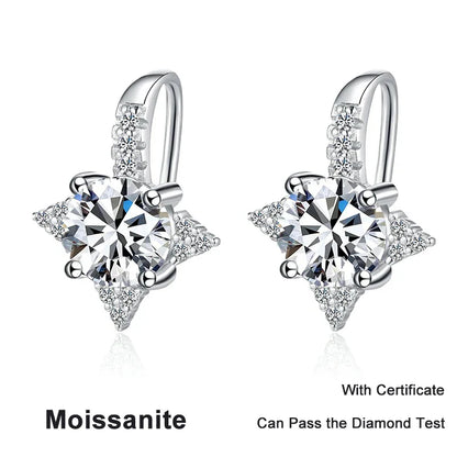 NeeTim 1ct 6.5mm Moissanite Earrings for Women S925 Sterling Silver with Gold Plated Diamond Earring Wedding Party Fine Jewelry