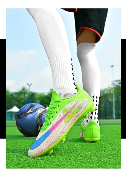 New Men Football Boots Outdoor Non Slip Match Boys Breathable Soccer Shoes Sport Adult Cleats Training Long Spikes Comfortable