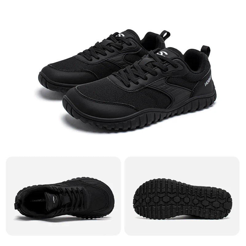 Minimalist Wide Toe Shoes Mens Womens Artificial Leather Running Sneakers Lace Up Lightweight Breathable Walking Shoes