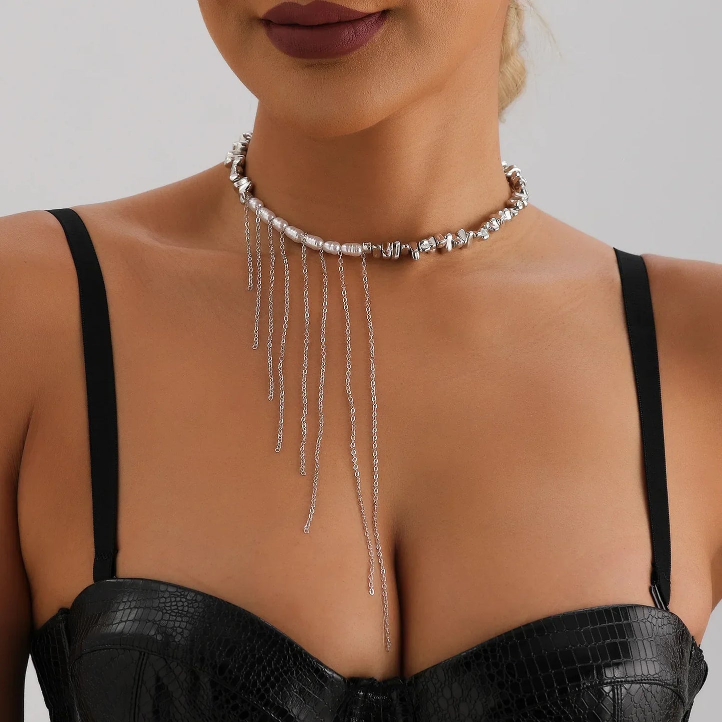 Versatile Beaded Tassels Necklace Adjustable Length Neckchain for Party Wear Fashion Jewelry Accessories Gift