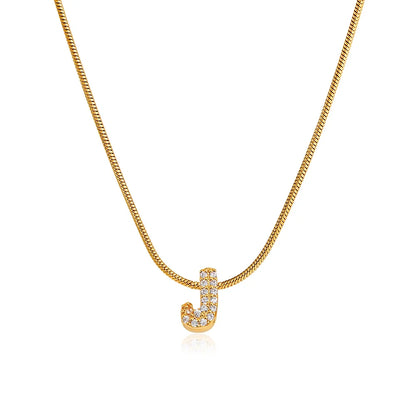 Fashion Tiny CZ Zircon Initial Alphabet Pendant Neckalce Gold Plated Stainless Steel A-Z Letter Necklaces Birthday Gifts Jewelry