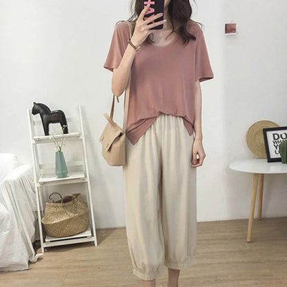 1pcs Girls Summer Solid T-shirts Women Classic Basic Fashion Tees Students Short Sleeve Loose Tops Female V Neck Comfort Tshirts