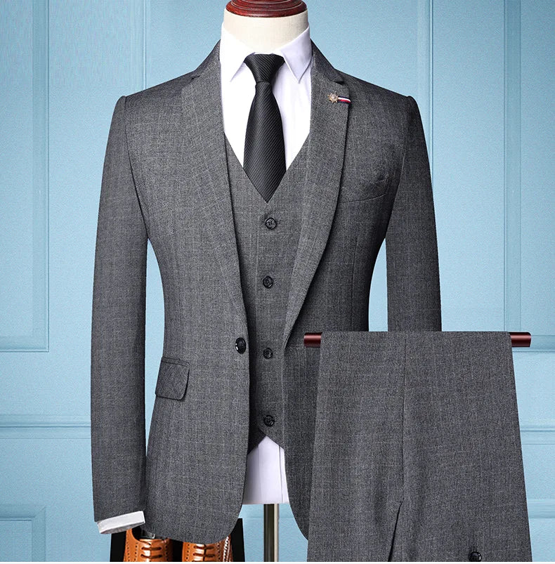 S-6XL Jacket Vest Pants Casual Plaid Retro Business Men's Suit 3Pcs or 2Pcs Set Groom Wedding Dress Blazer Waistcoat Trousers