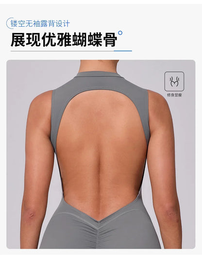 Women's High Elasticity Sports Jumpsuit Yoga Set Fitness Combination Lift Buttocks Bare Back Gym Sexy Romper for Active Women