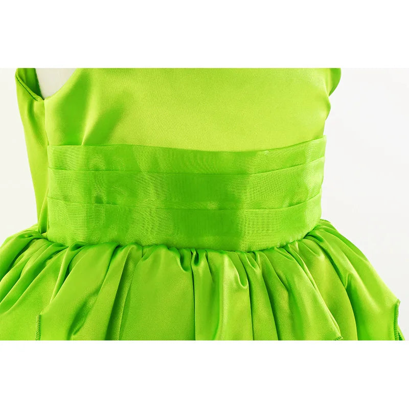 Kids Girl Cosplay Bell Costume Halloween Role Playing Green Dress Fancy Fairy Princess Cosplay Birthday Party Dresses Knee Lengt