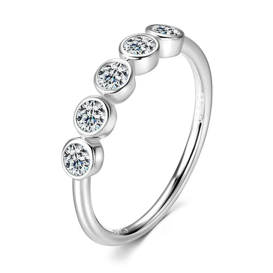D VVS All Moissanite Rings for Women Bubbles Classic Engagement Wedding Band with Certificates 925 Sterling Silver Ring
