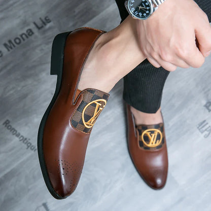 Men's Leather Casual Slip-On Shoes Business Dress All-Match Wedding Shock-Absorbing Wear-Resistant Footwear Size 38-48