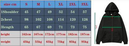 Men's Zip Up Hoodies Casual Zipper Jacket Coats Women Fleece Autumn Winter Harajuku Gothic Hooded Sweatshirts Sports Streetwear