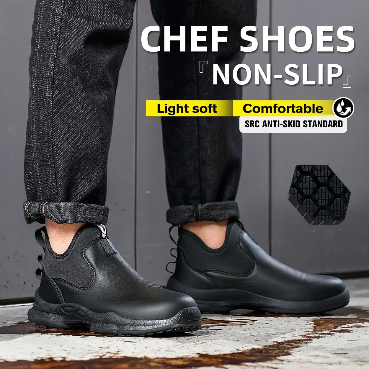 Men Chef Shoes Non-slip Waterproof Oil-proof Shoes Comfortable Work shoes for Man resistant business casual New Fashion