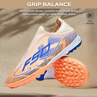 TF Football Shoes Kids Boys Girls PU Upper Durable Rubber Sole Anti-slip Wear-resistant Training Sneakers