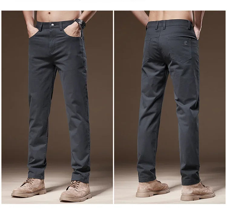 2024 New Autumn Men's Business Casual Trousers Work Pants Male Formal Dress Pants Straight Men's Clothes Black Gray Apricot