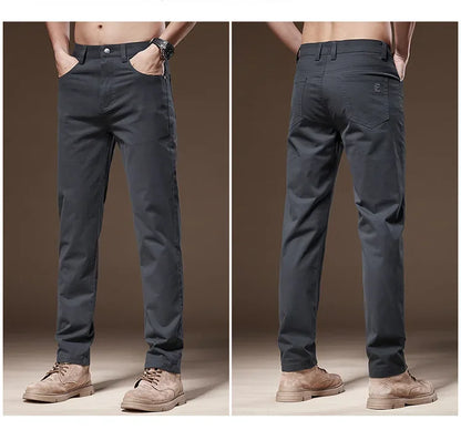 2024 New Autumn Men's Business Casual Trousers Work Pants Male Formal Dress Pants Straight Men's Clothes Black Gray Apricot