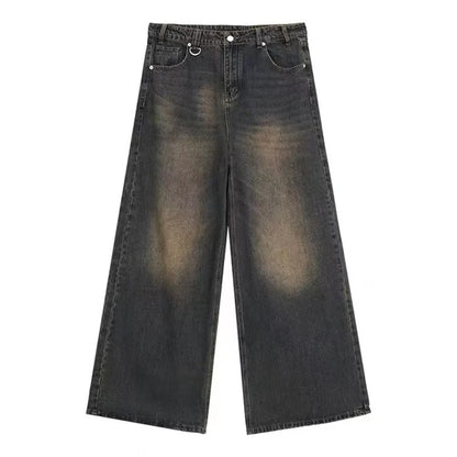 New Men's Baggy Straight Leg Wide Leg Jeans Male Fashion Vintage Wash Casual Denim Pants Youth Popular Brand Streetwear Trousers