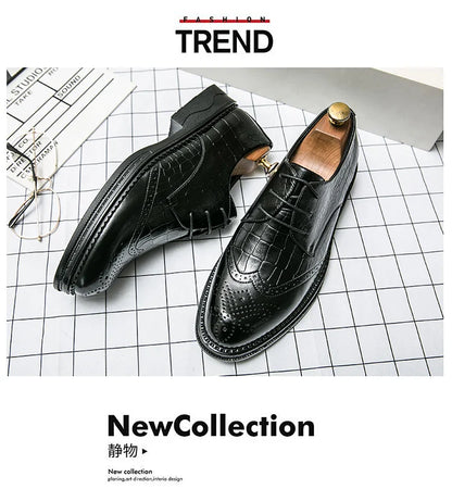 Luxury Men Brogue Dress Shoes Men Suit Casual Shoes Formal Business Leather Shoes Men Brown Wedding Italian Banquet Shoe Size 46
