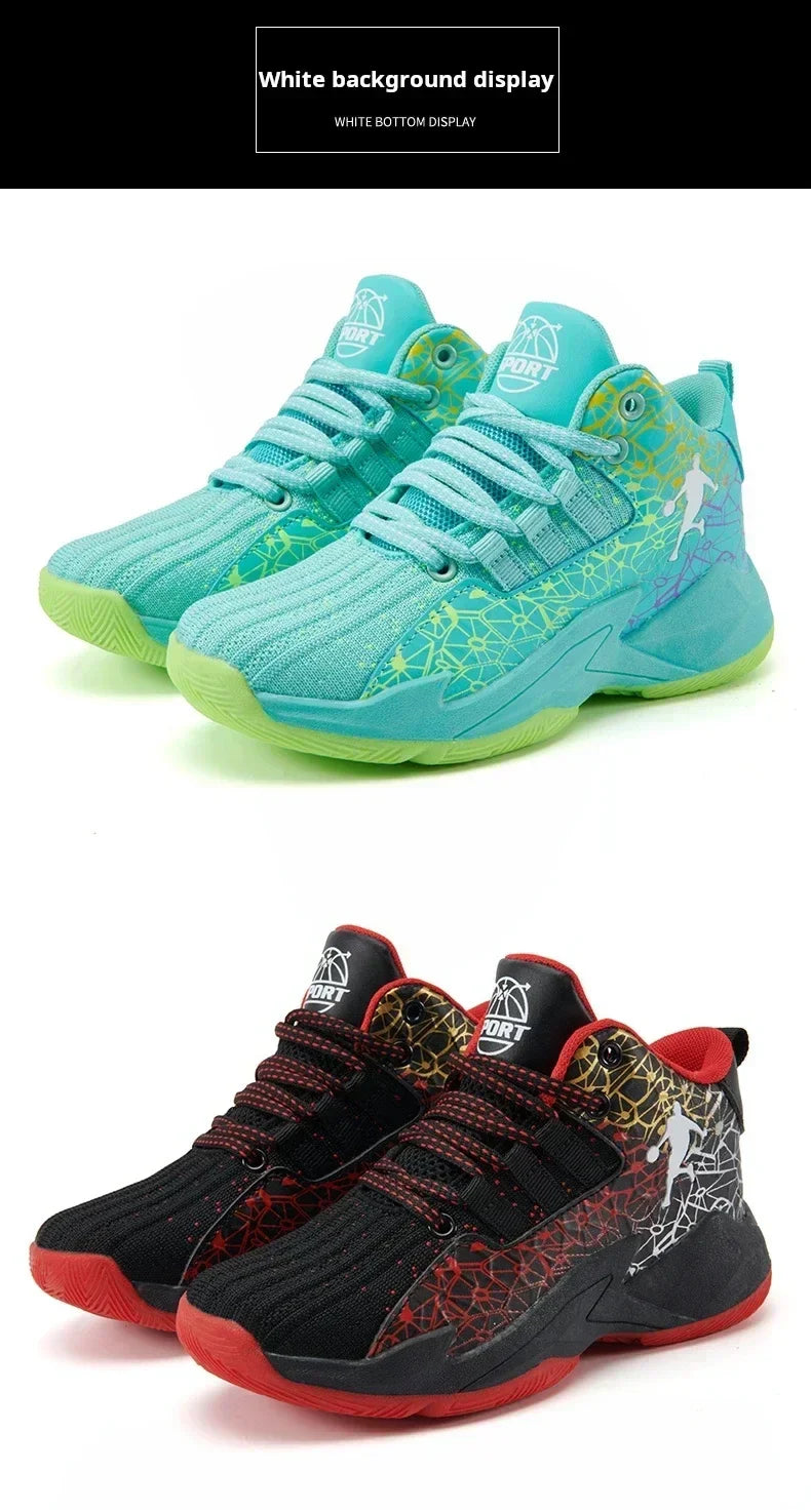 New Children's Sports Shoes Medium and Large Children's Mesh Boys Training Shoes Boys Basketball Footwear 2024 Spring and Summer