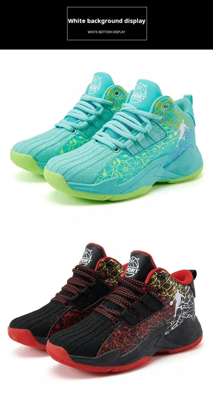 New Children's Sports Shoes Medium and Large Children's Mesh Boys Training Shoes Boys Basketball Footwear 2024 Spring and Summer