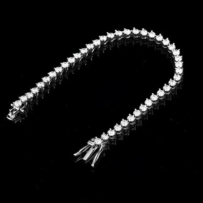 3 Prong 2.5mm 3mm Full D Color Moissanite Diamond Tennis Bracelet for Women 925 Silver Link Chain Spring Buckle Bracelets
