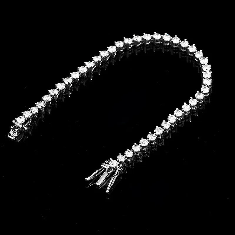 3 Claw 2.5/3mm Full D Color Moissanite Diamond Tennis Bracelet Hidden Buckle for Women Man 925 Silver Link Chain Bracelets