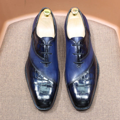 Fashion Mens Oxford Crocodile Pattern Cow Patent Leather Lace Up Wedding Party Office Formal Dress Shoes for Men Mixed Colors