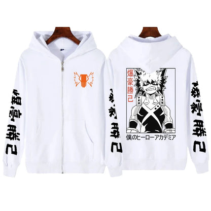 Anime Bakugo Katsuki Print Graphic Oversized Hoodie Harajuku Long Sleeved Sweatshirt Heavy Spiritual Casual Comic Sweatshirt