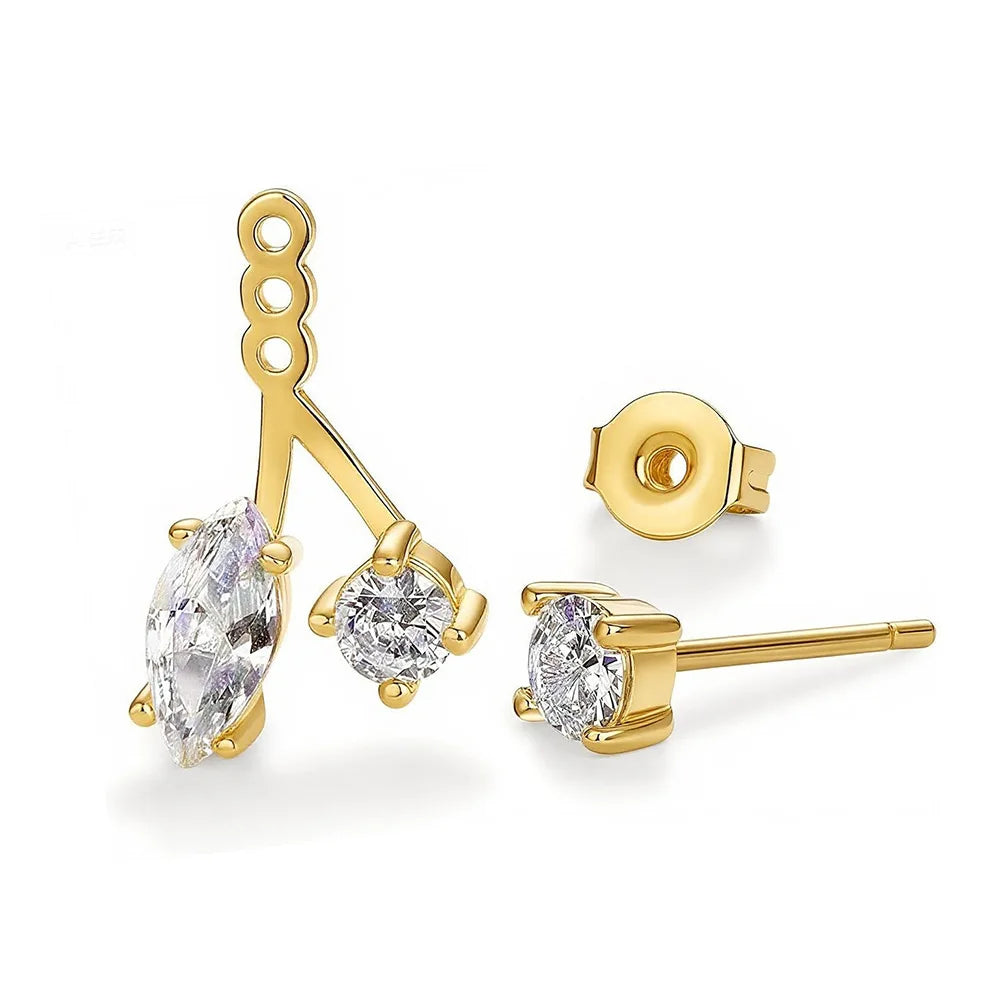 GRA Certified All Moissanite Drop Earrings for Women S925 Silver Detachable Earcuff Front Back Stud Earring Jackets for Women