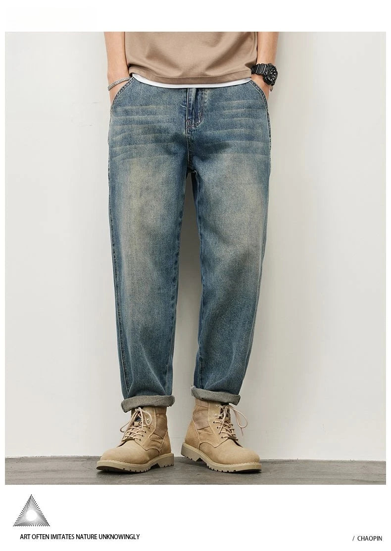 Summer Micro-cone Straight Jeans for Men Loose Comfortable and Versatile Casual Teenager Trendy Retro Trousers jeans for man