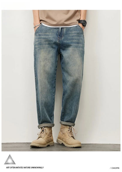 Summer Micro-cone Straight Jeans for Men Loose Comfortable and Versatile Casual Teenager Trendy Retro Trousers jeans for man