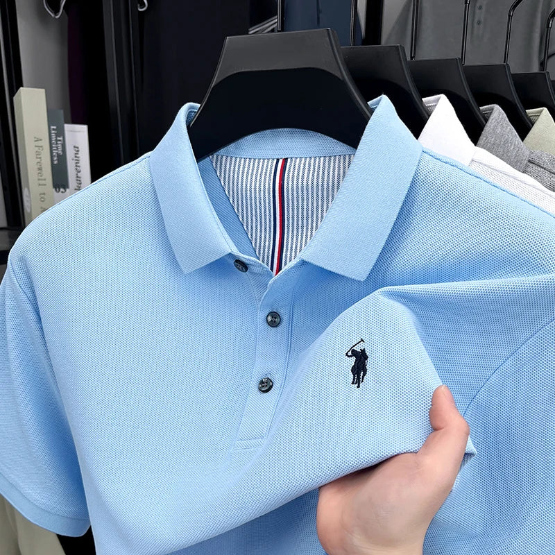 100% pure cotton short sleeve polo shirt summer new breathable men's T-shirt high-end brand Paul Pony embroidered business top