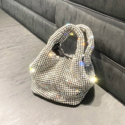 Shiny Crystal Clutch purse bucket Shoulder bag rhinestone Handmade purses and handbags luxury Designer Evening clutch Bag Purse