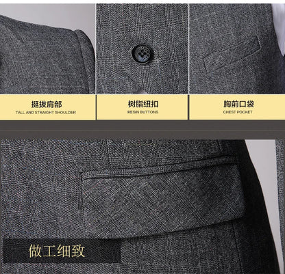 S-6XL Jacket Vest Pants Casual Plaid Retro Business Men's Suit 3Pcs or 2Pcs Set Groom Wedding Dress Blazer Waistcoat Trousers