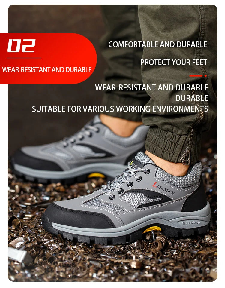 Men's Tactical Safety Shoes Breathable Steel Toe Puncture Resistant Work Shoes Wear-Resistant Protective Footwear