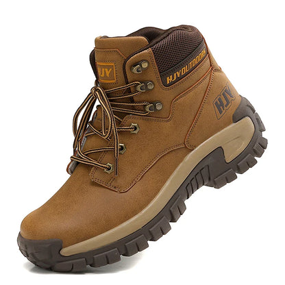 High-Top Leather Men's Boots Breathable Desert Combat Boots Outdoor Non-slip Hiking Boots Men Motorcycle Boots Work Ankle Boots