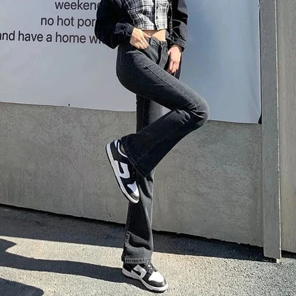 High Waist Vintage Flare Jeans Female Elastic Bell Bottom Pants