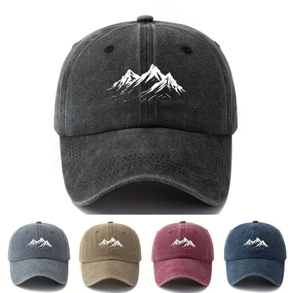 Men's printed mountain baseball cap classic style outdoor adventure sun protection lightweight duckbill cap, truck driver cap.