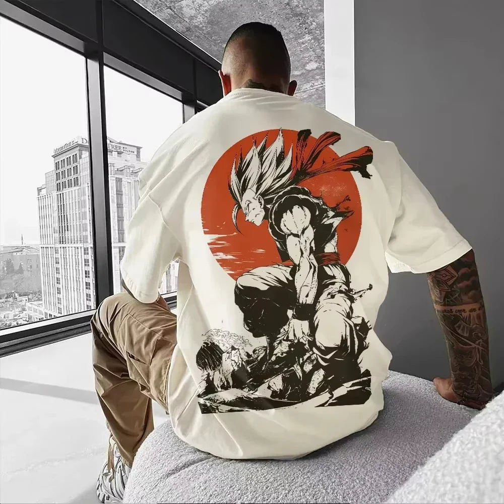 Printed T-shirt 2025 Men's Summer New Hip Hop Trend Versatile Large Loose Casual Parent Child Top
