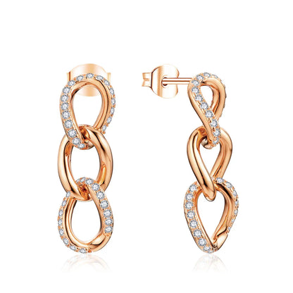 D VVS1 Moissanite Earrings for Women s925 Sterling Silver Chain Link Drop Earring Modern Trendy Statement Party Jewelry